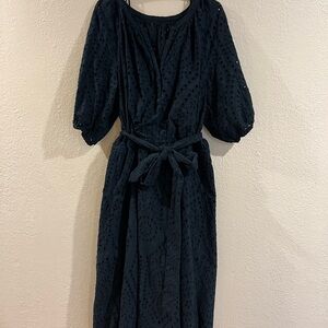 GAP Black Midi Eyelet Dress